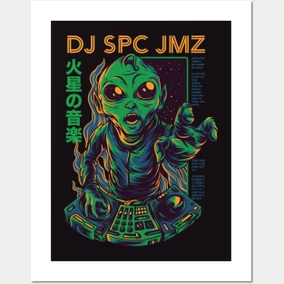 DJ SPC JMZ // Alien DJ // Funny Martian Disc Jockey Posters and Art